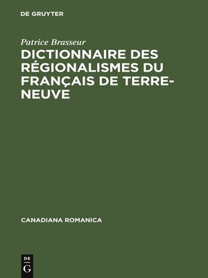 cover image of Dictionnaire des régionalismes du français de Terre-Neuve